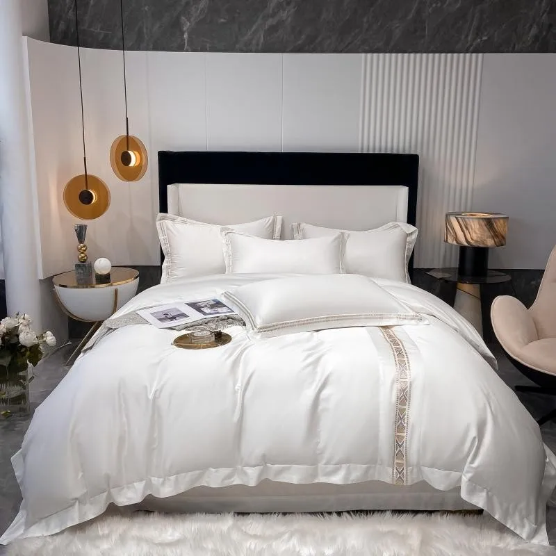 800TC Egyptian Cotton bedding set premium White grey Duvet Cover with Zipper closure Queen King size 4Pcs Bed Sheet Pillowcases
800TC Egyptian Cotton bedding set premium White grey Duvet Cover with Zipper closure Queen King size 4Pcs Bed Sheet Pillowcases