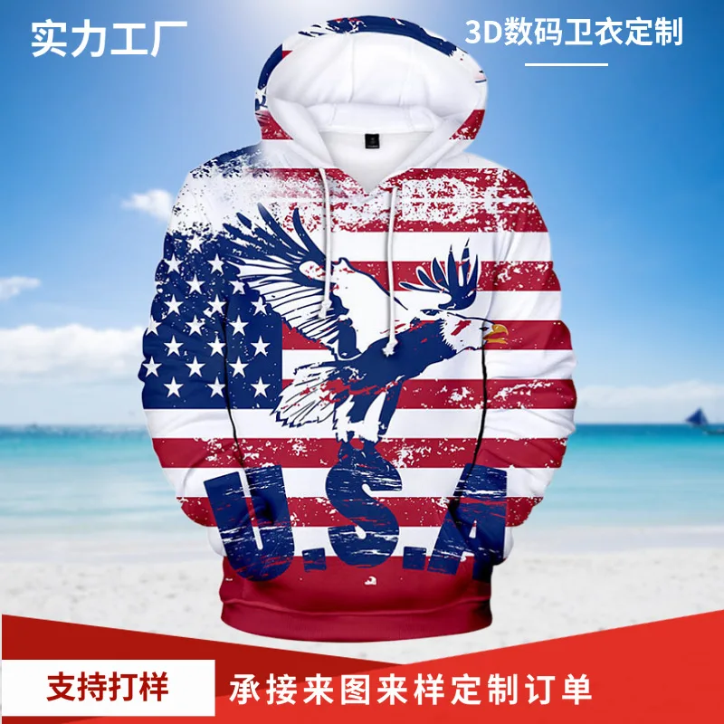 

Новинка от Aikooki, Мужская/Женская толстовка с капюшоном, худи на День независимости Америки, 3d-флаг