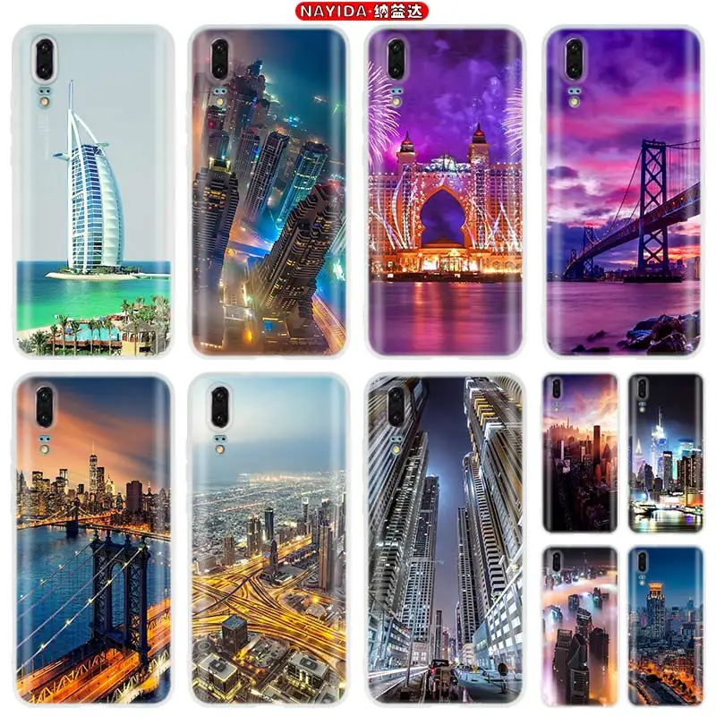 Мягкие силиконовые чехлы с городским зданием для Huawei P40 P30 P20 P10 Lite Pro E P Smart Z 2020