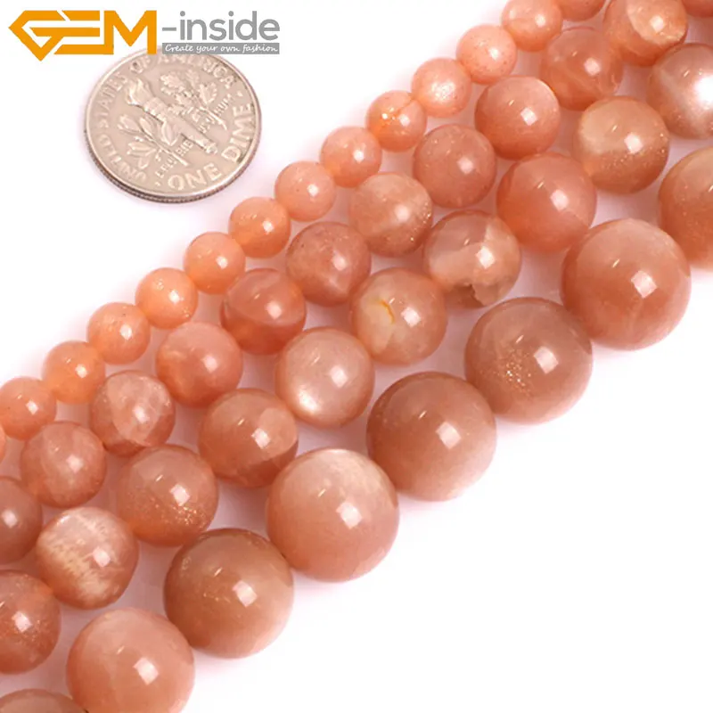 

Natural AA Stone Orange Sunstone Round Loose Spacer Accessorries Beads For Jewelry Making Strand 15 inch DIY Jewelry Gifts Beads