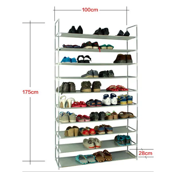 Shoe Rack 100cm Ultra Large Capacity 10 Layers Non-woven Fabrics & Steel Shoe Storage Rack 
Shoe Rack 100cm Ultra Large Capacity 10 Layers Non-woven Fabrics & Steel Shoe Storage Rack