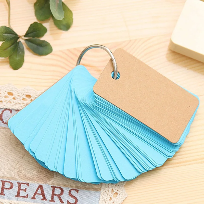 

2021 Empty Page Blank Kraft Paper Candy-colored Notepad Word Study Card Portable Memo Pad Loose Leaf Notes DIY Notepad 230 pages