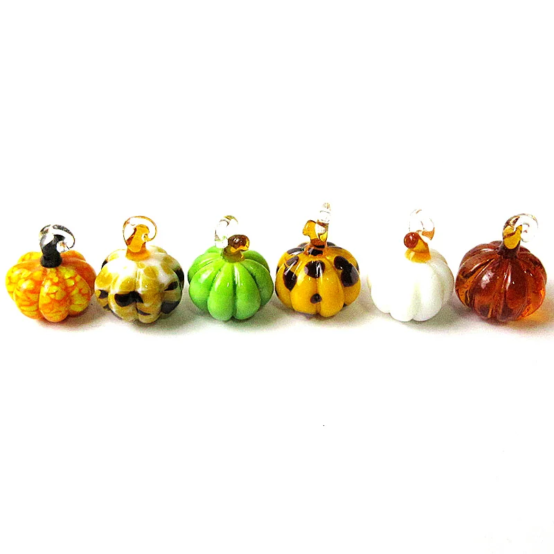 

6pcs Custom Handmade Murano Glass Pumpkin Ornaments Pendant Halloween Hanging Home Decoration Miniature Craft Statue Accessories