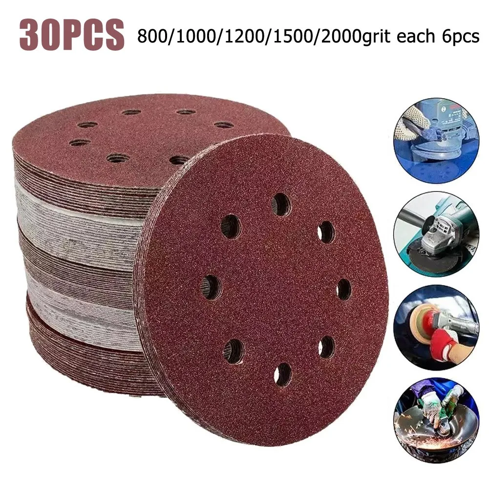 30pcs 5inch 8holes Sander Paper 800 To 2000Grit Orbital Hook Loop Sanding Discs Pad For Polishing And Grinding
30pcs 5inch 8holes Sander Paper 800 To 2000Grit Orbital Hook Loop Sanding Discs Pad For Polishing And Grinding