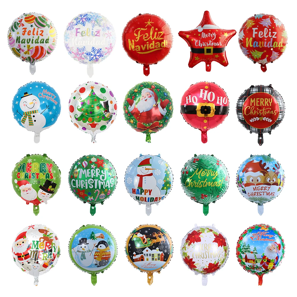 

5/10pcs 18inch Christmas Foil Balloon Happy New Year Santa Claus Christmas Decoration Spanish Feliz Navidad Helium Globos Kids