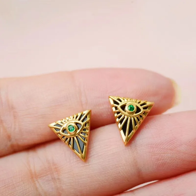 UBESTNICE Real 18K Gold AU750 Natural Green Emerald Fine Jewelry Triangle Mysterious Eyes Stud Earrings For Women Party Gift
UBESTNICE Real 18K Gold AU750 Natural Green Emerald Fine Jewelry Triangle Mysterious Eyes Stud Earrings For Women Party Gift