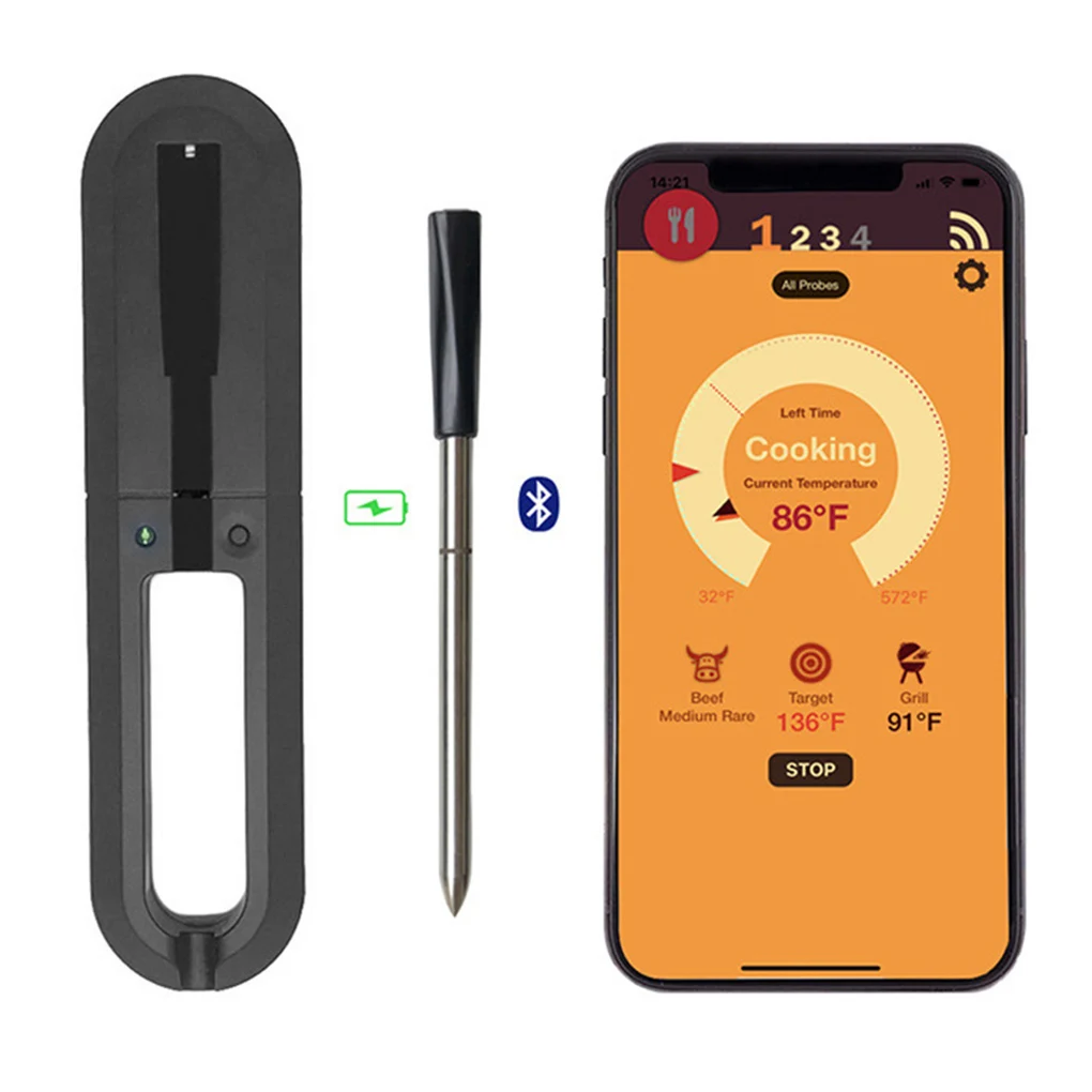 Cooking Thermometer Meat Temperature Meter BBQ Wireless Temperature Probe Bluetooth Barbeque Thermometer
Cooking Thermometer Meat Temperature Meter BBQ Wireless Temperature Probe Bluetooth Barbeque Thermometer