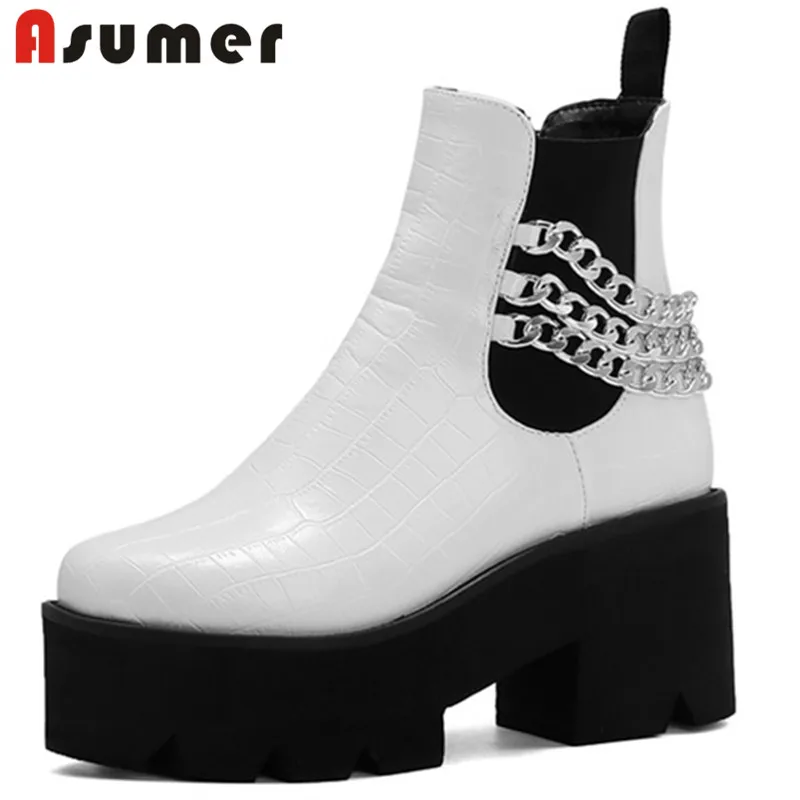 Женские ботильоны на платформе ASUMER, на толстом каблуке, с цепочкой, мотоциклетные, в стиле панк, Осень-зима, 2021
Женские ботильоны на платформе ASUMER, на толстом каблуке, с цепочкой, мотоциклетные, в стиле панк, Осень-зима, 2021