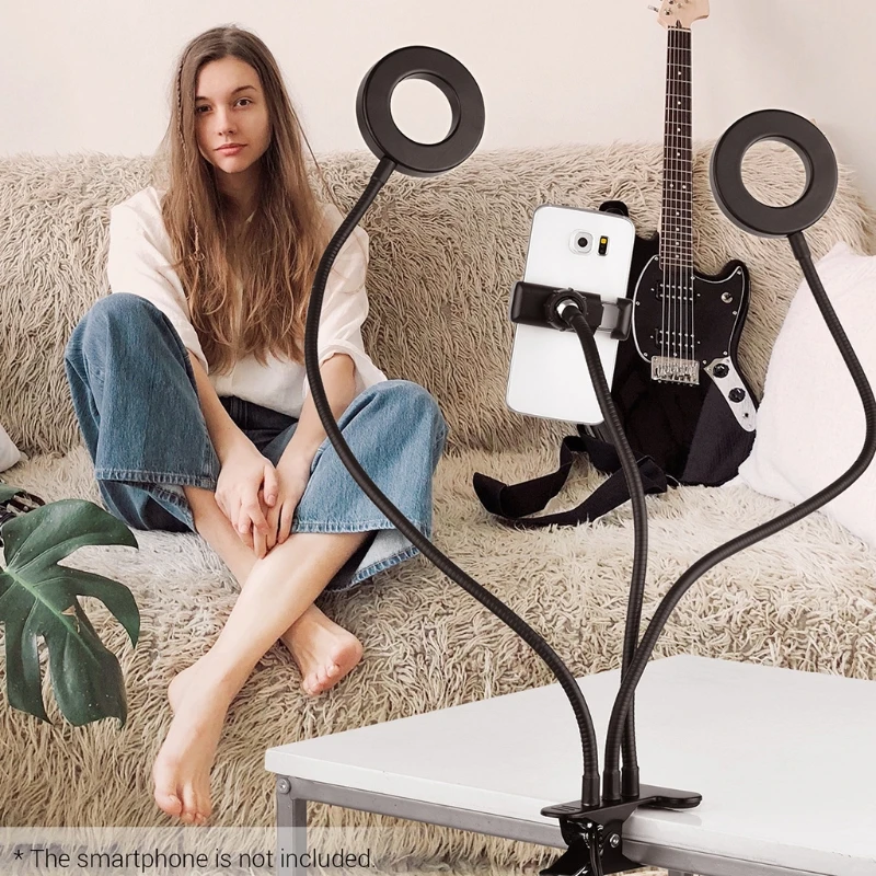 3.5" Dual Ring Light, Dimmable LED Selfie Ringlight with Tripod Stand & 3 Phone Holders, 3 Light Modes Makeup Light 20CB
3.5" Dual Ring Light, Dimmable LED Selfie Ringlight with Tripod Stand & 3 Phone Holders, 3 Light Modes Makeup Light 20CB