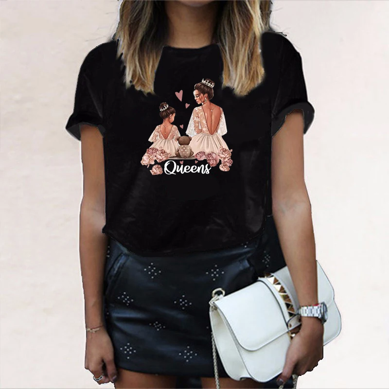 Lady Tshirt Harajuku Vintage O Neck Parent Child Print Fashion Short Sleeve Casual Tee Tops Female Vintage T-Shirt 2021 Summer
Lady Tshirt Harajuku Vintage O Neck Parent Child Print Fashion Short Sleeve Casual Tee Tops Female Vintage T-Shirt 2021 Summer