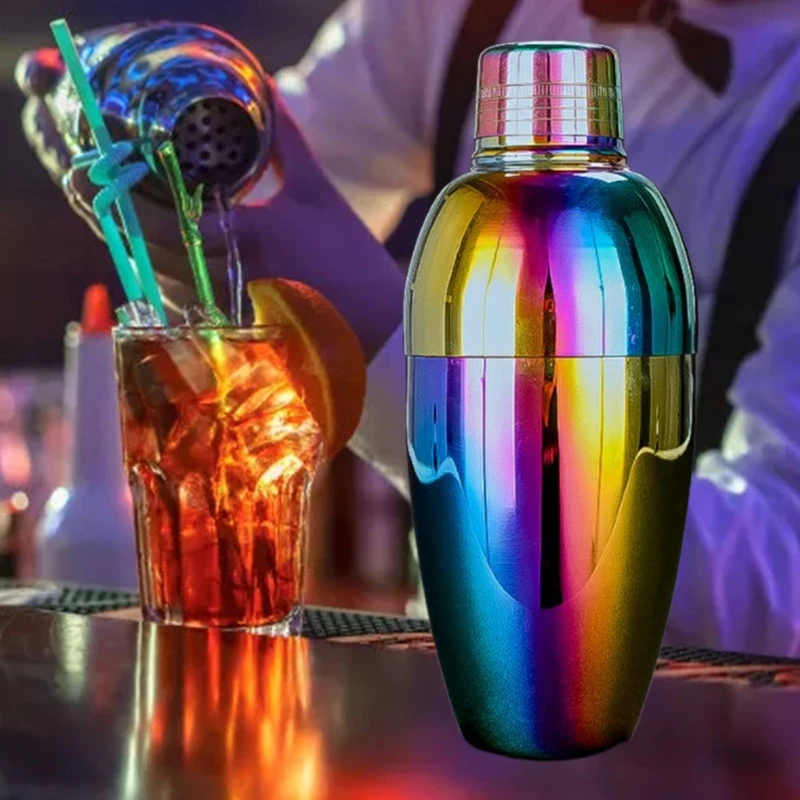 Stainless Steel Cocktail Shaker Built in Strainer Iridescent Rainbow Metal Martini Drink Mixer Home Bar Bartender Tool
Stainless Steel Cocktail Shaker Built in Strainer Iridescent Rainbow Metal Martini Drink Mixer Home Bar Bartender Tool