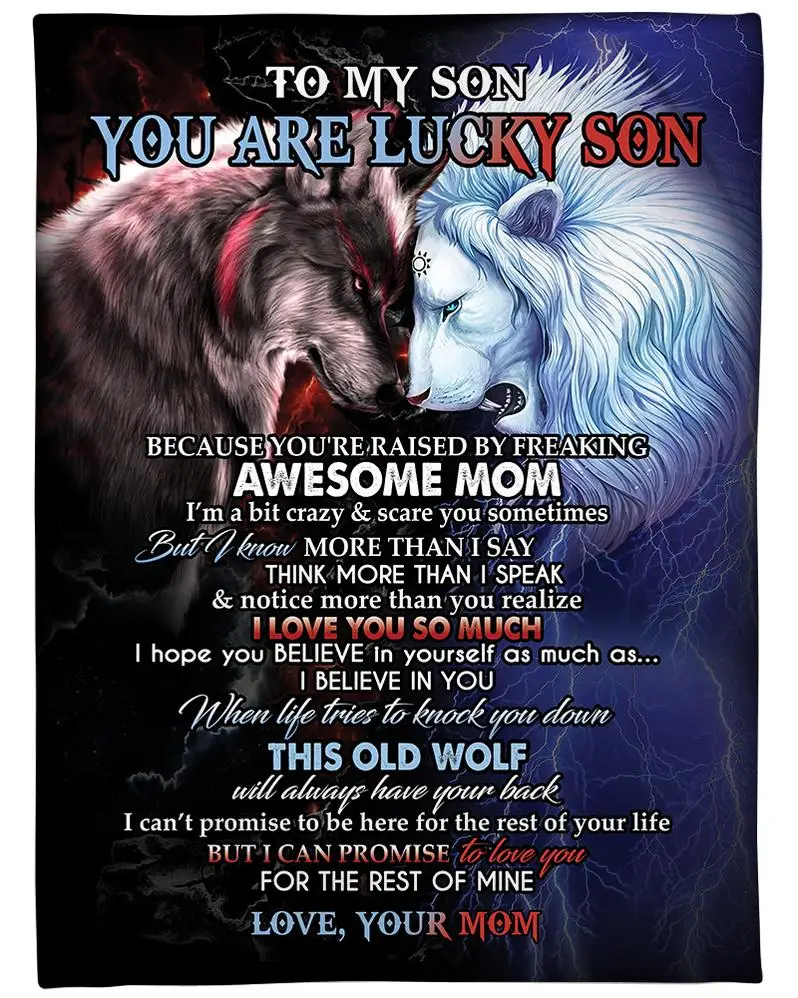 TOADDMOS Cool Wolf & Lion Design Letter Print Fleece Blanket Loving Gift for Son Sofa Nap Warm Blanket Soft Thin Quilt manta
TOADDMOS Cool Wolf & Lion Design Letter Print Fleece Blanket Loving Gift for Son Sofa Nap Warm Blanket Soft Thin Quilt manta