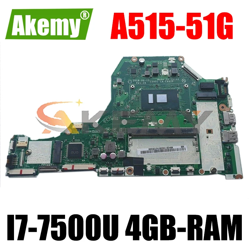 A515-51G материнская плата для ноутбука ACER Aspire A315-51G A515-51G A517-51G A615-51G материнская плата для ноутбука C5V01 LA-E891P с I7-7500U 4GB-RAM
A515-51G материнская плата для ноутбука ACER Aspire A315-51G A515-51G A517-51G A615-51G материнская плата для ноутбука C5V01 LA-E891P с I7-7500U 4GB-RAM