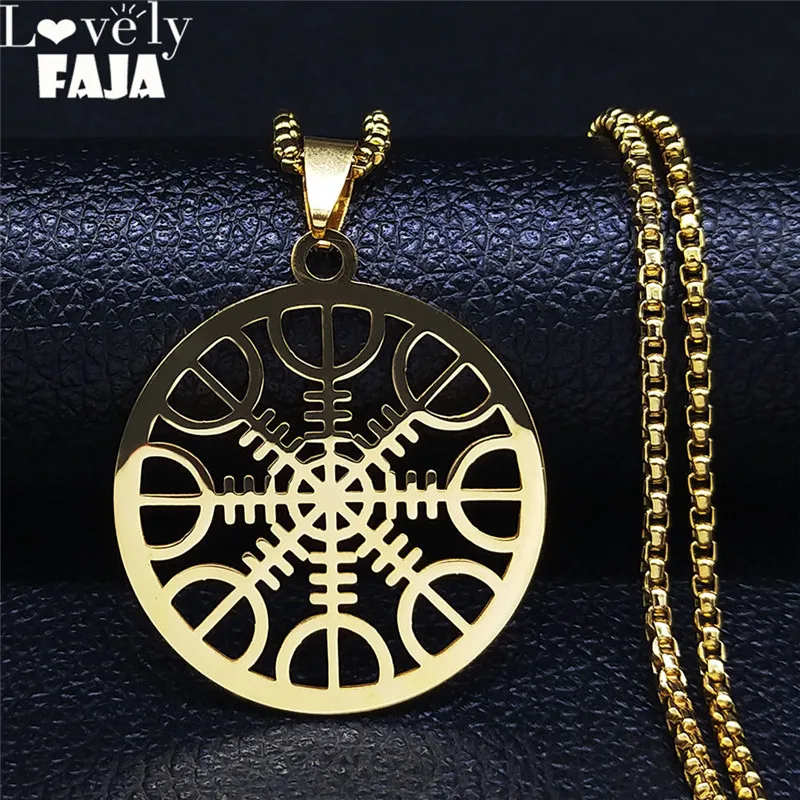 Pagan Amulet Helmet of Awe Aegishjalmur Vickling Compass Talisman Scandinavian Vegvisir Stainless Steel Chain Necklaces N3033S03
Pagan Amulet Helmet of Awe Aegishjalmur Vickling Compass Talisman Scandinavian Vegvisir Stainless Steel Chain Necklaces N3033S03
