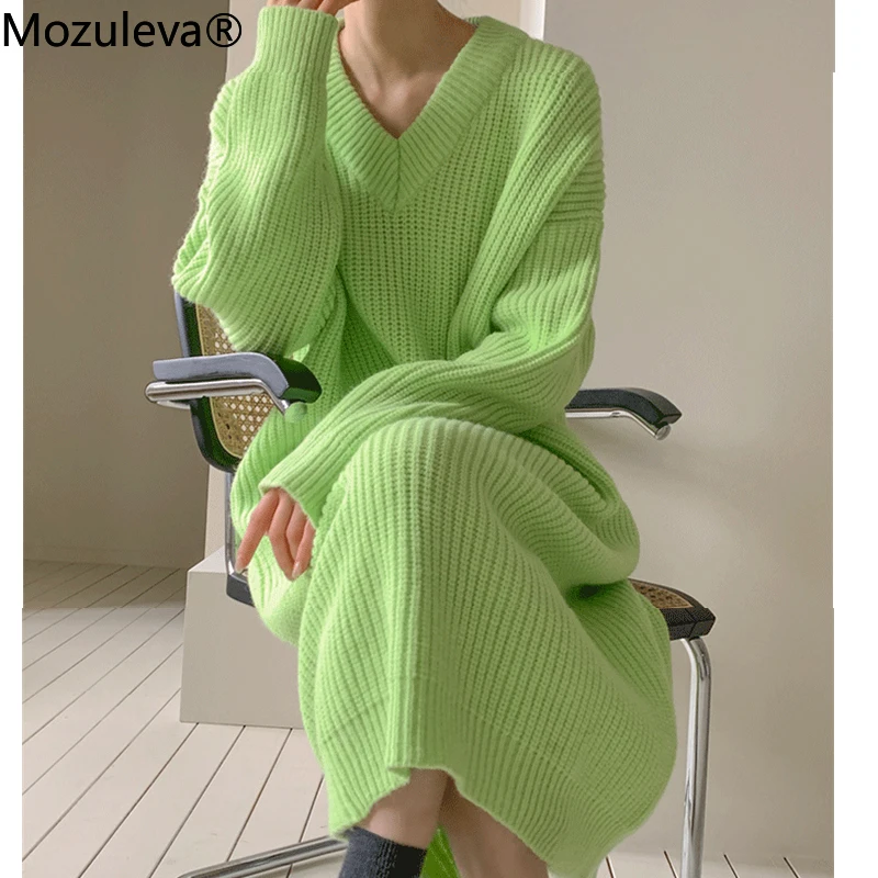 Женское вязаное платье-свитер на пуговицах, с V-образным вырезом
Женское вязаное платье-свитер на пуговицах, с V-образным вырезом