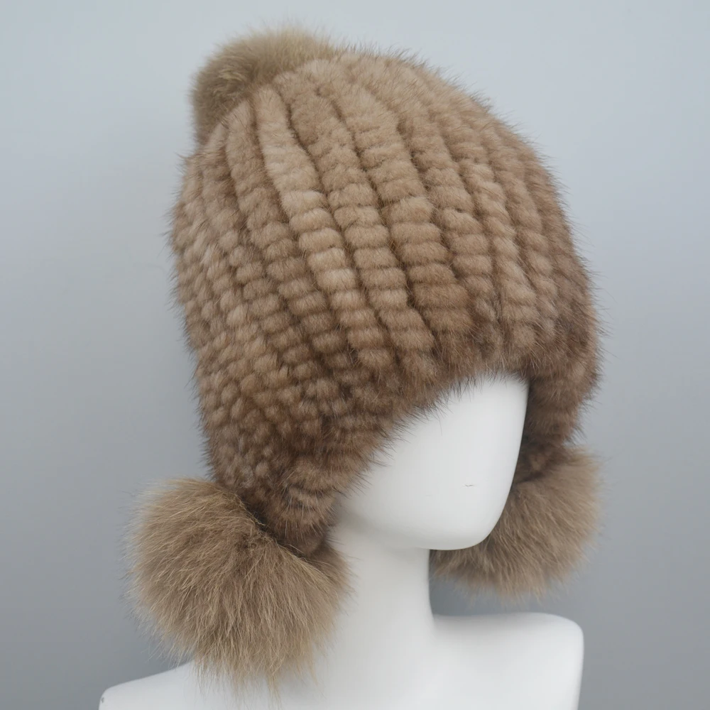Winter Women Outdoor Warm Real Mink Fur Hat Knitted Mink Fur Ear Warm Cap The Spiral Beanies Cap With Fox Fur Pom Pom On The Top
Winter Women Outdoor Warm Real Mink Fur Hat Knitted Mink Fur Ear Warm Cap The Spiral Beanies Cap With Fox Fur Pom Pom On The Top