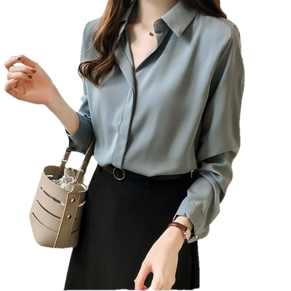 2021 New Fashion Women Satin texture chiffon shirt Single breasted Blouses Long Sleeve Chiffon Shirt Fashion Casual Loose Tops
2021 New Fashion Women Satin texture chiffon shirt Single breasted Blouses Long Sleeve Chiffon Shirt Fashion Casual Loose Tops