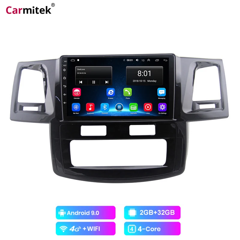 Carmitek для Toyota fortuner hulix 2007 2015 Навигация стерео Android 9 0 Автомобильный gps Мультимедиа