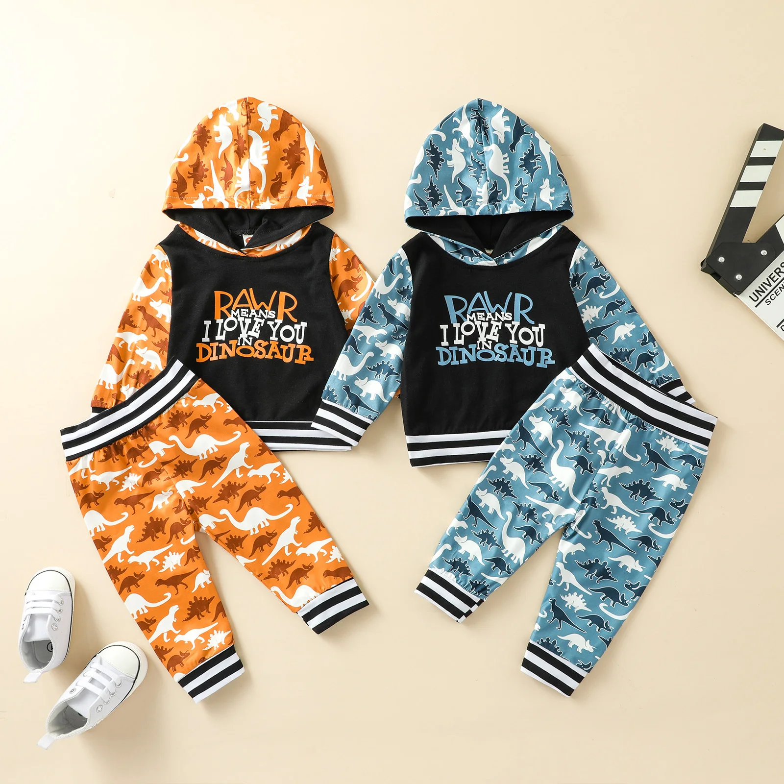2 Pcs Baby Clothes Color Block Outfits Boy Dinosaur Letter Print Long Sleeve Hooded Pullover + Trousers Infant Clothes
2 Pcs Baby Clothes Color Block Outfits Boy Dinosaur Letter Print Long Sleeve Hooded Pullover + Trousers Infant Clothes