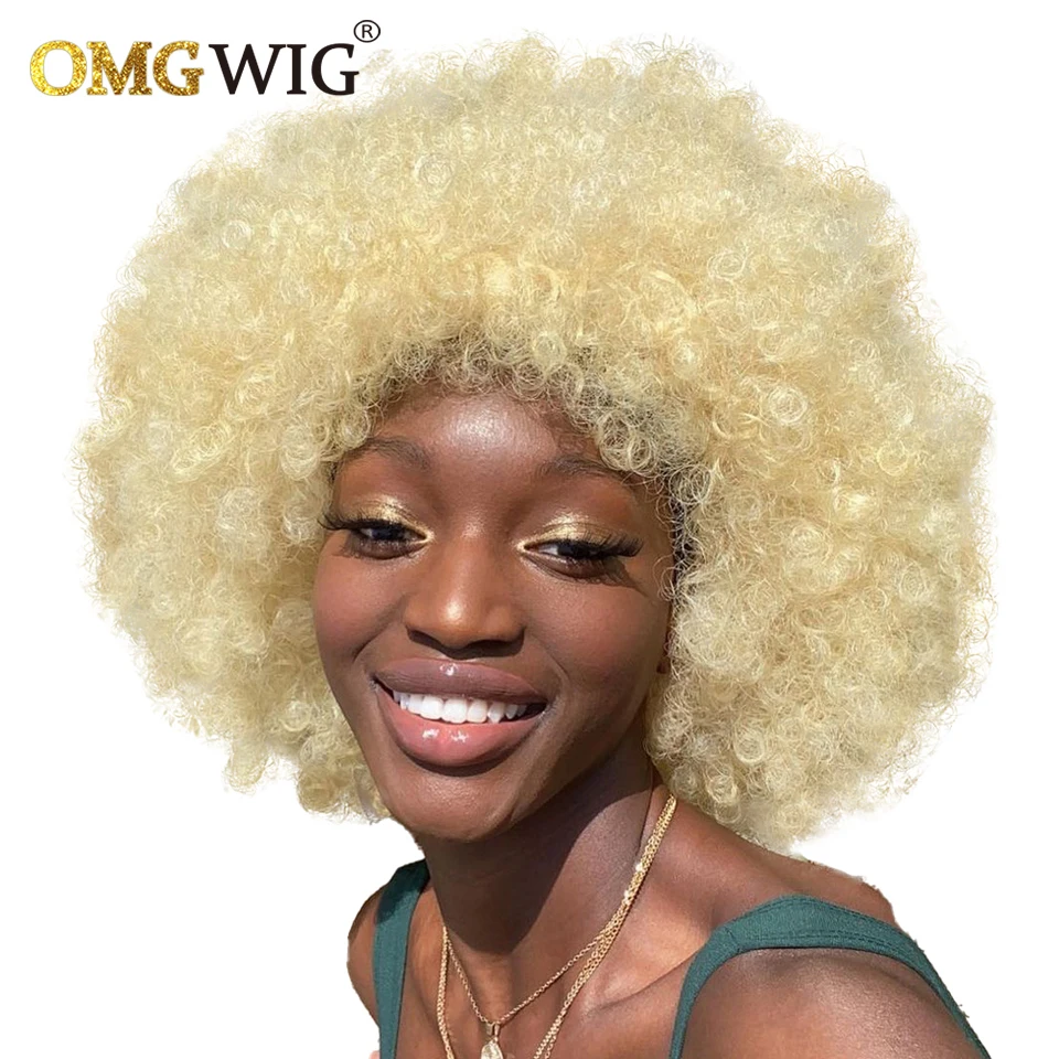 613 Honey Blonde Afro Kinky Curly Wigs Full Machine Made Wig With Bangs Brazilian Remy Glueless Human Hair Wigs For Black Women
613 Honey Blonde Afro Kinky Curly Wigs Full Machine Made Wig With Bangs Brazilian Remy Glueless Human Hair Wigs For Black Women