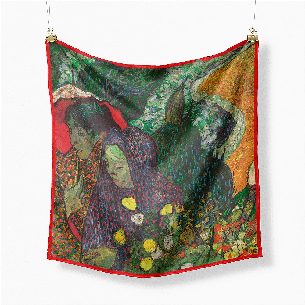 53cm Van Gogh Oil Painting Women Of Arles Twill 100% Silk Scarf Women Square Scarves Shawls Foulard Bandana Hair Scarf
53cm Van Gogh Oil Painting Women Of Arles Twill 100% Silk Scarf Women Square Scarves Shawls Foulard Bandana Hair Scarf