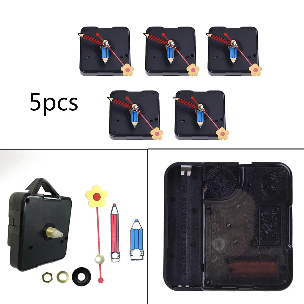 5 Sets Cute Quartz Clock Movement Mechanism Shaft Pencil & Flower Hands Repair Essential Tool Parts Kit Dropshipping | Дом и сад