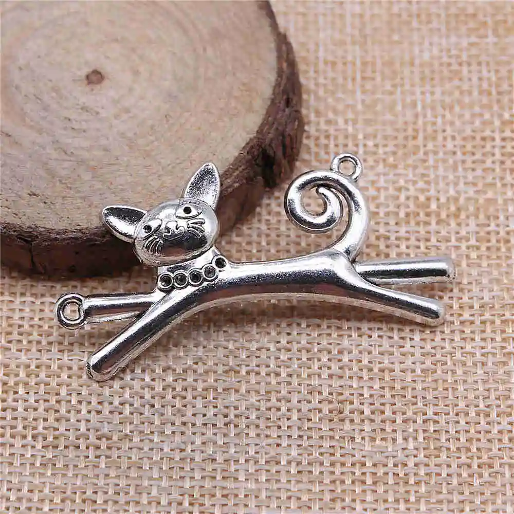 Earring Charms For Jewelry Making 8pcs Cat Connector Charms 52x28mm Antique Silver Plated
Earring Charms For Jewelry Making 8pcs Cat Connector Charms 52x28mm Antique Silver Plated