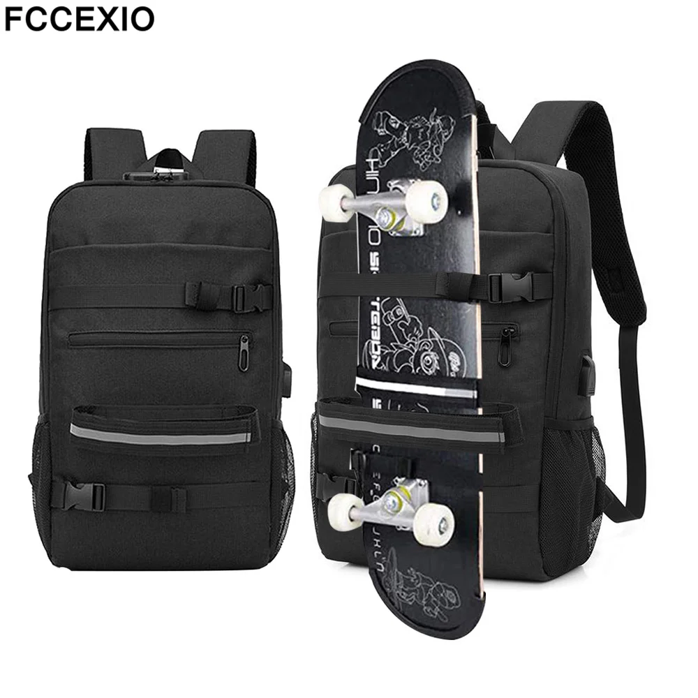 FCCEXIO Skateboard Backpack Anti-theft Password Lock USB Charging Shoulder Bag Unisex Leisure Travel Computer Bag Longboard Bag
FCCEXIO Skateboard Backpack Anti-theft Password Lock USB Charging Shoulder Bag Unisex Leisure Travel Computer Bag Longboard Bag