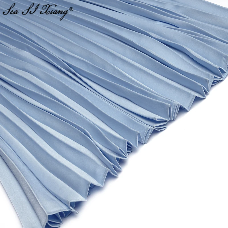 Seasixiang Fashion Designer Spring Dress Women's O-Neck Ruffles Hollow out Pleated Long Dresses
Seasixiang Fashion Designer Spring Dress Women's O-Neck Ruffles Hollow out Pleated Long Dresses