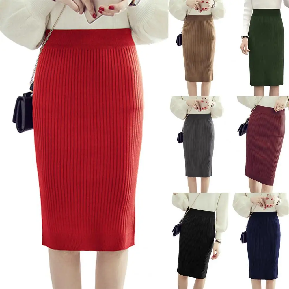High Waist Ribbed Stretchy Midi Skirt Solid Color Knitted Warm Skirt for Daily Life
High Waist Ribbed Stretchy Midi Skirt Solid Color Knitted Warm Skirt for Daily Life
