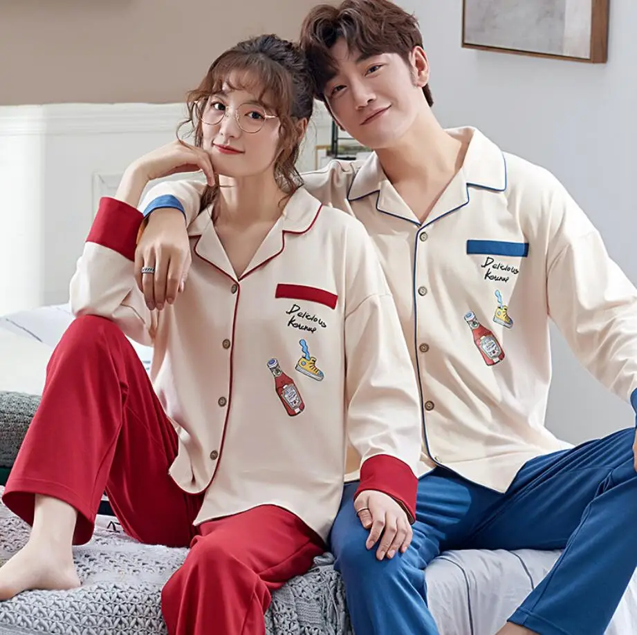 Pajamas Sets Women Print Soft Cotton Carton Fashion Men Long Sleeve Sleepwear Suit 2 piece Sexy Spring Home Couple Lounge Gift
Pajamas Sets Women Print Soft Cotton Carton Fashion Men Long Sleeve Sleepwear Suit 2 piece Sexy Spring Home Couple Lounge Gift