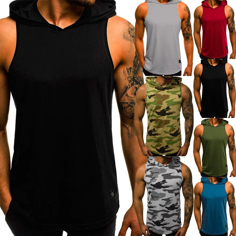 Mens Camouflage Hooded Vest Slimming Body Shape Tights Wear Tank Tops Sports Sweat Tee Undershirt Sleeveless T-shirt Breathable
Mens Camouflage Hooded Vest Slimming Body Shape Tights Wear Tank Tops Sports Sweat Tee Undershirt Sleeveless T-shirt Breathable