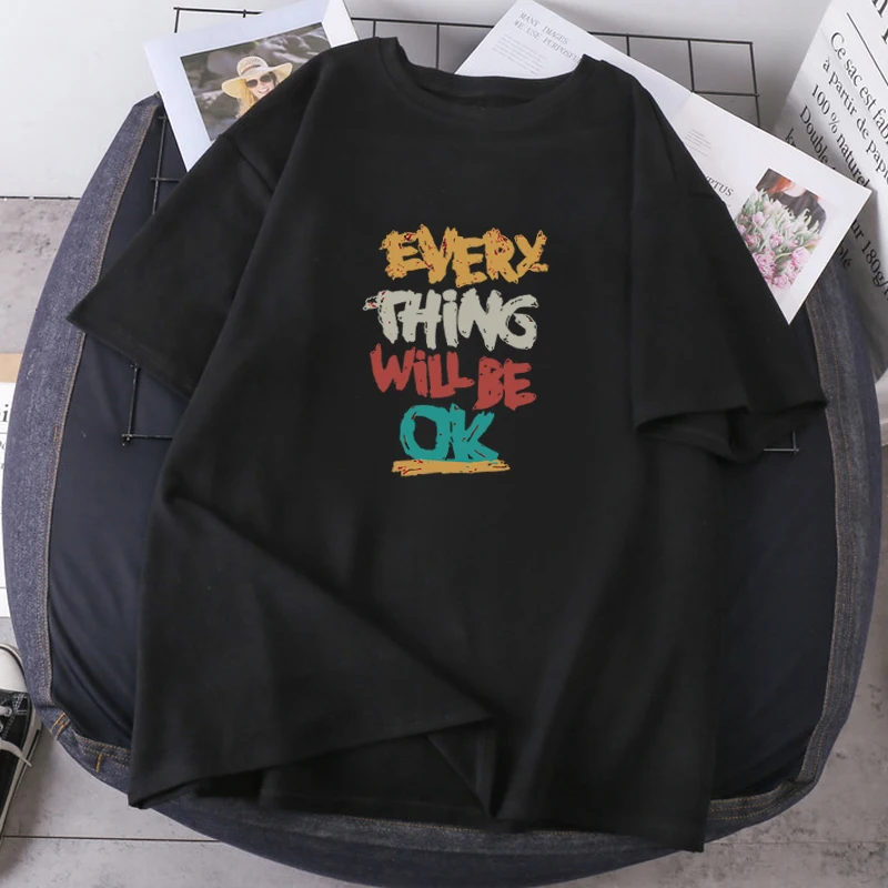 Fashion Summer Camisetas Every Thing Will Be Ok Woman T-shirts Hip Hop High Quality Clothing Short Sleeve Oversize Female Tees
Fashion Summer Camisetas Every Thing Will Be Ok Woman T-shirts Hip Hop High Quality Clothing Short Sleeve Oversize Female Tees