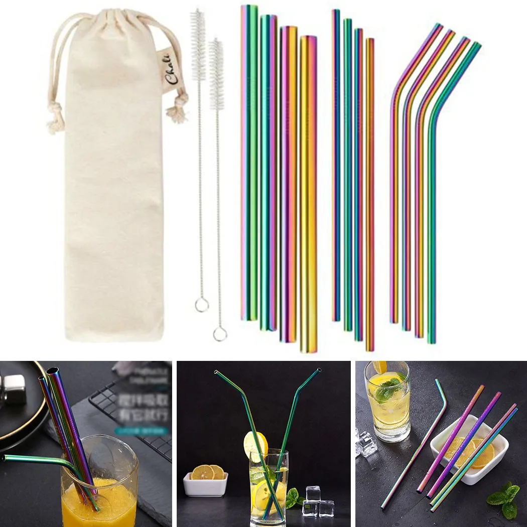 12 Pcs Colorful Stainless Steel Straws W/ Cleaning Brush Storage Bag Reusable For Kitchen Home Decoration Accessories
12 Pcs Colorful Stainless Steel Straws W/ Cleaning Brush Storage Bag Reusable For Kitchen Home Decoration Accessories