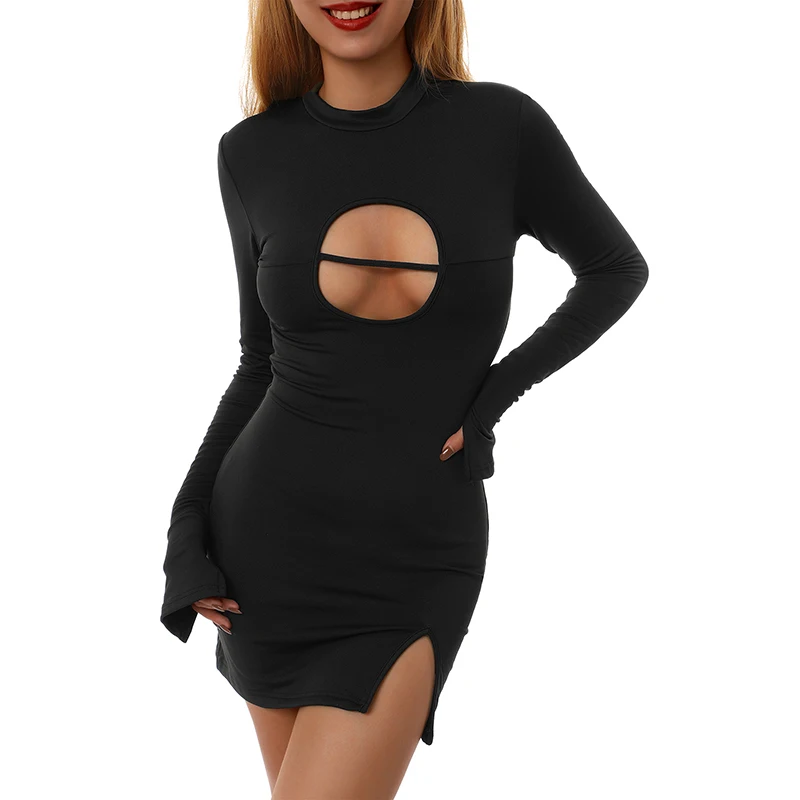 Sexy Front Hollow Out Split Sheath Dress Fall Fashion Women Long Flare Sleeve Short Bodycon Mini Dress Party Vestidos
Sexy Front Hollow Out Split Sheath Dress Fall Fashion Women Long Flare Sleeve Short Bodycon Mini Dress Party Vestidos