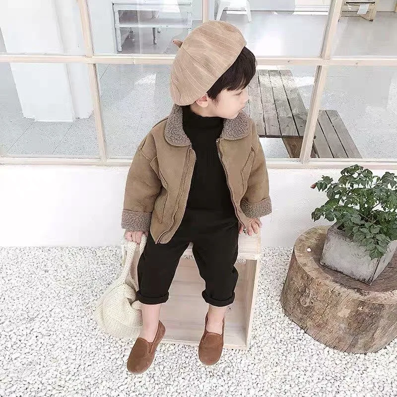 Boys Jacket Korean Children's Clothing Spring Autumn New Children Deerskin Fur Collar Jacket Baby Lambswool Coats Zipper Outwear
Boys Jacket Korean Children's Clothing Spring Autumn New Children Deerskin Fur Collar Jacket Baby Lambswool Coats Zipper Outwear