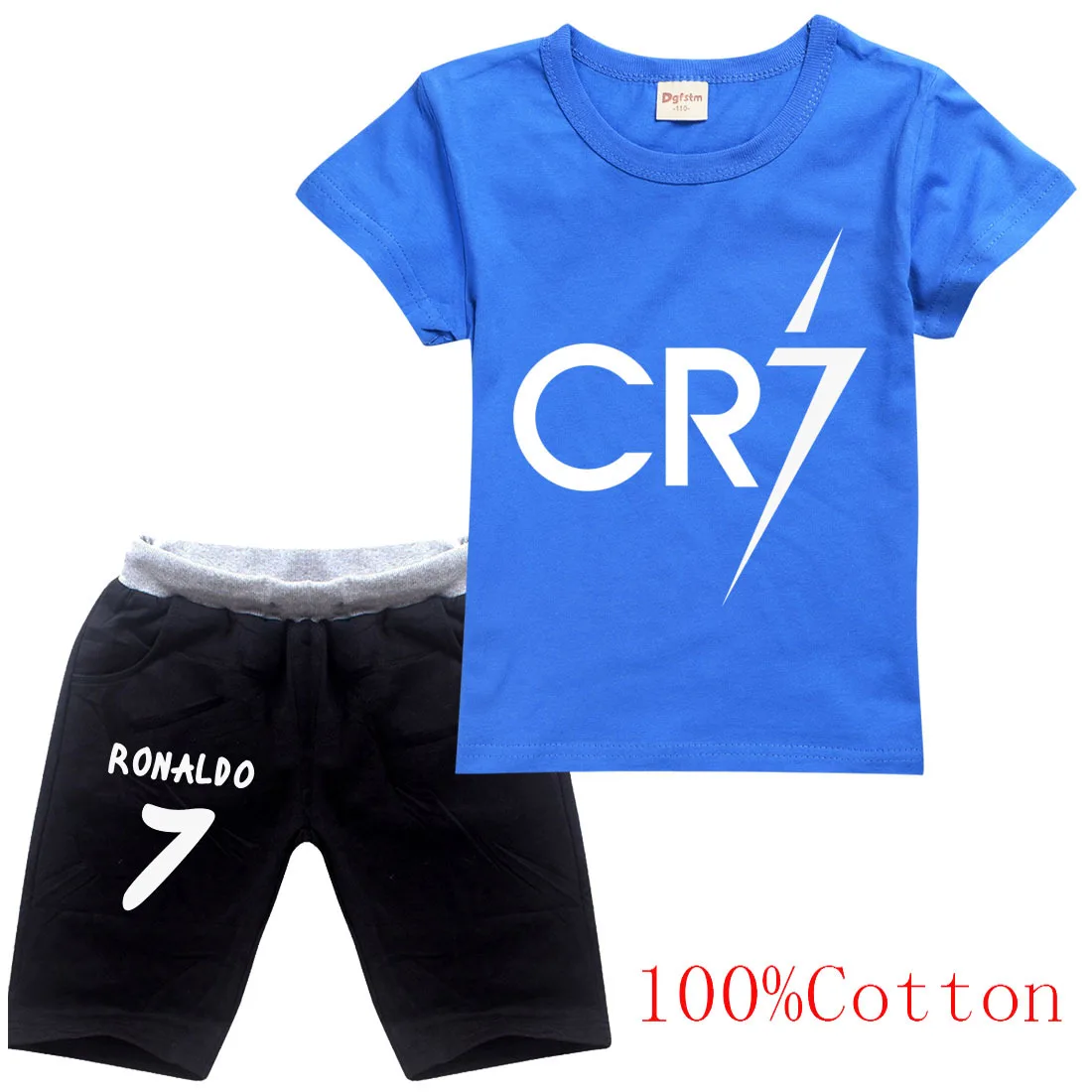 Cotton Summer Baby Children Soft Shorts Suit t-shirt Star Boy Girl kids Ronaldo CR7 cartoon infant clothes cheap stuff for 2-15Y |