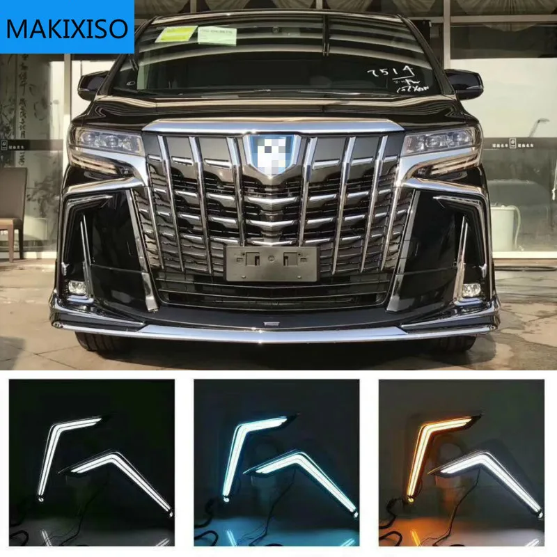 

2pcs For Toyota Alphard 2018 2019 Daytime Running Lights Daylight Fog Lamp LED DRL with Turn Signal Functions