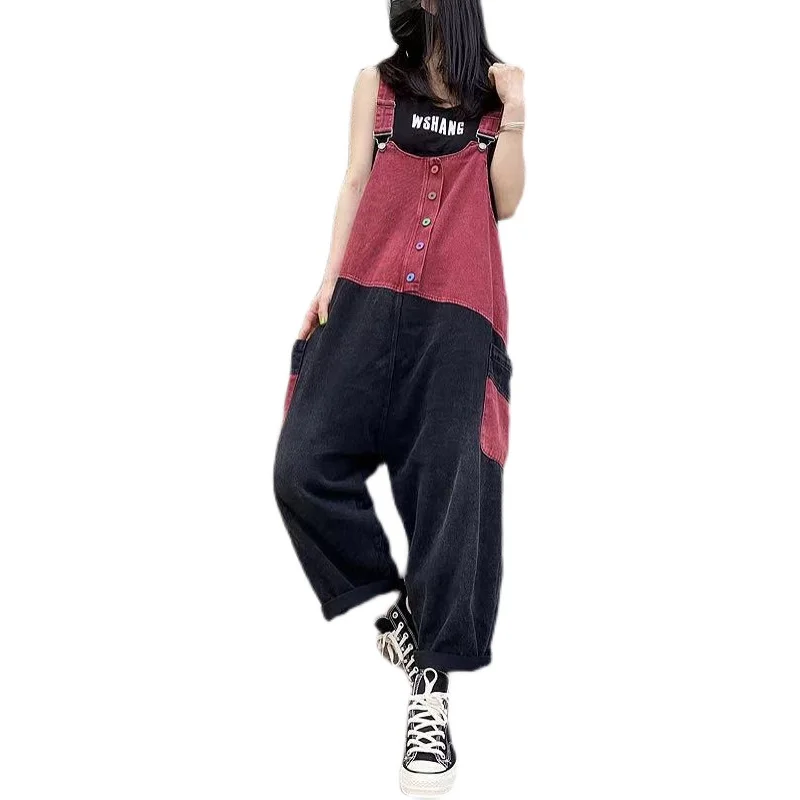 Denim overalls Women Spliced Streetwear Jean Jumpsuits Baggy Pockets Strap Cowboy Cross-pants Wide Leg Cargo Rompers Trousers
Denim overalls Women Spliced Streetwear Jean Jumpsuits Baggy Pockets Strap Cowboy Cross-pants Wide Leg Cargo Rompers Trousers