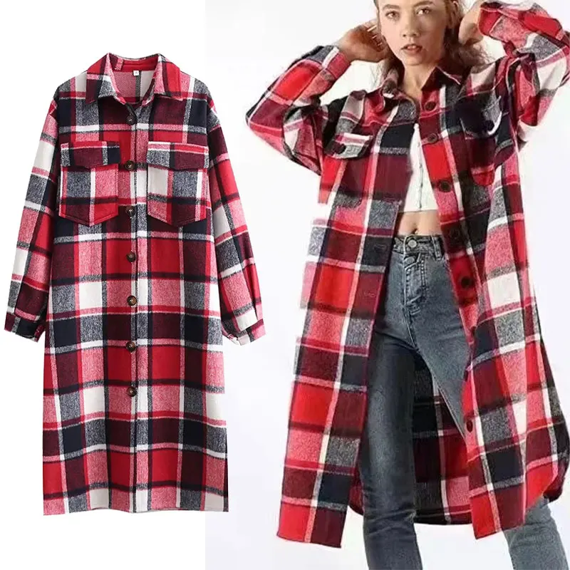 Женское однобортное шерстяное пальто Za, свободное винтажное пальто в клетку с длинными рукавами и карманами, верхняя одежда, зима 2021
Женское однобортное шерстяное пальто Za, свободное винтажное пальто в клетку с длинными рукавами и карманами, верхняя одежда, зима 2021