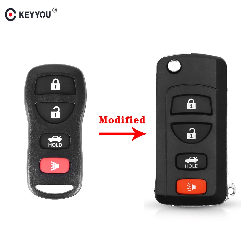 

KEYYOU 4 Buttons New style Folding Remote Key Shell Car Case For Nissan Infiniti Altima Maxima 350Z Armada