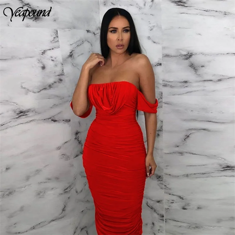 Off Shoulder Ruched Women Strapless Midi Dress Bodycon Sexy Streetwear Elegant Party Club 2021 Summer Drop Chest Dresses 
Off Shoulder Ruched Women Strapless Midi Dress Bodycon Sexy Streetwear Elegant Party Club 2021 Summer Drop Chest Dresses