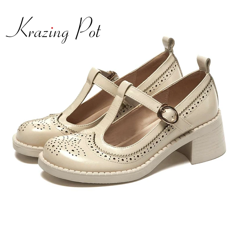 Krazing pot natural leather round toe high heels Mary janes buckle strap Korean street pretty girls dating cozy women pumps L40
Krazing pot natural leather round toe high heels Mary janes buckle strap Korean street pretty girls dating cozy women pumps L40