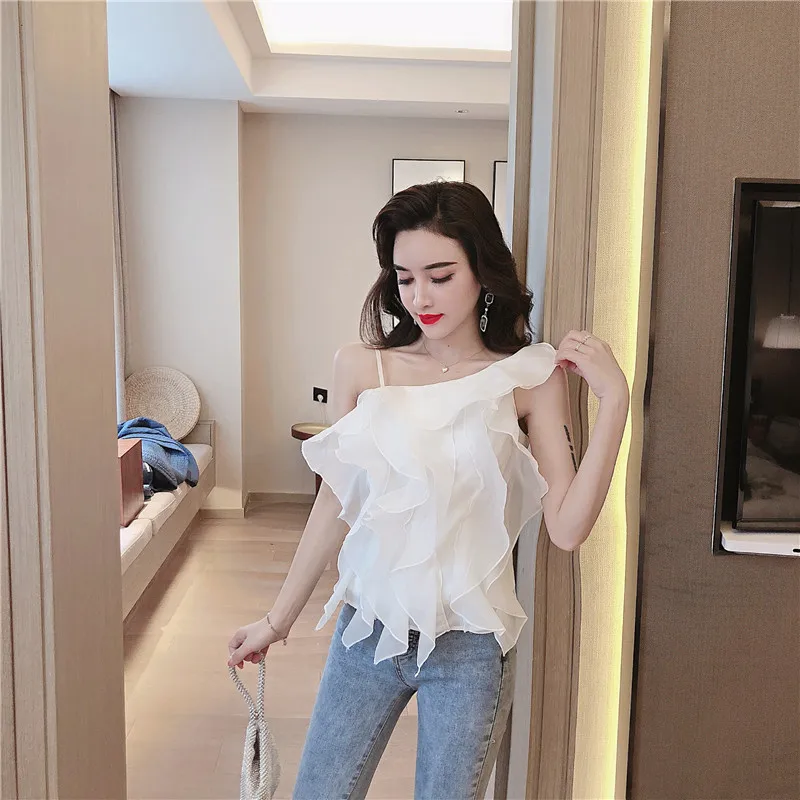 New Off Shoulder Sexy Fashion Brand Club Shirts Crop Top Blusas Mujer De Moda Women Blouses Ruffles Chiffon Sleeveless Tops
New Off Shoulder Sexy Fashion Brand Club Shirts Crop Top Blusas Mujer De Moda Women Blouses Ruffles Chiffon Sleeveless Tops
