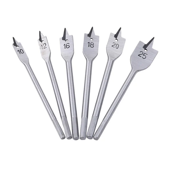 1pcs/6pcs 10-25mm High Carbon Steel Hex Shank Spade Bits Flat Boring Bit Wood Drill Bit Power Tools 
1pcs/6pcs 10-25mm High Carbon Steel Hex Shank Spade Bits Flat Boring Bit Wood Drill Bit Power Tools