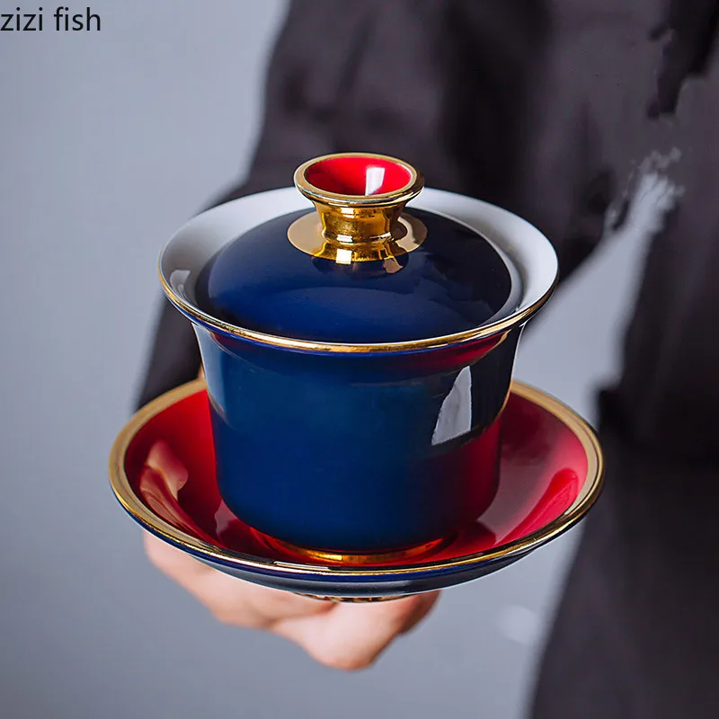 Королевский дворец синий контур золотой чайный чехол чаша набор фарфоровый