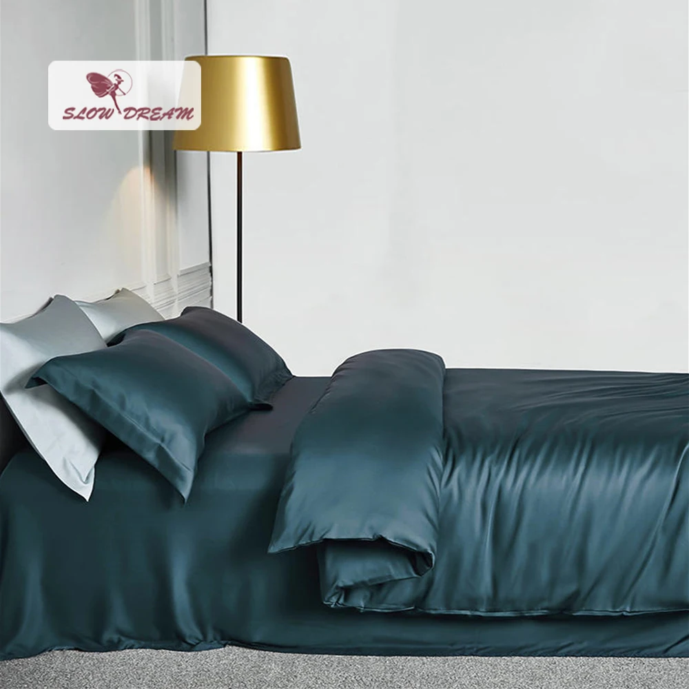 SlowDream Luxury Dark Blue 100% Silk Bedding Set Premium Quality Silk Duvet Cover Set Flat Sheet Pillwocase Queen King Bed Set
SlowDream Luxury Dark Blue 100% Silk Bedding Set Premium Quality Silk Duvet Cover Set Flat Sheet Pillwocase Queen King Bed Set