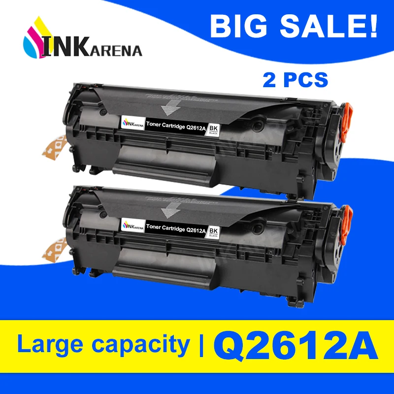 

INKARENA 2PCS Q2612A q2612 2612a 12a 2612 Toner Cartridge Compatible For HP LaserJet LJ 1010 1020 1015 1012 3015 3020 3030 3050