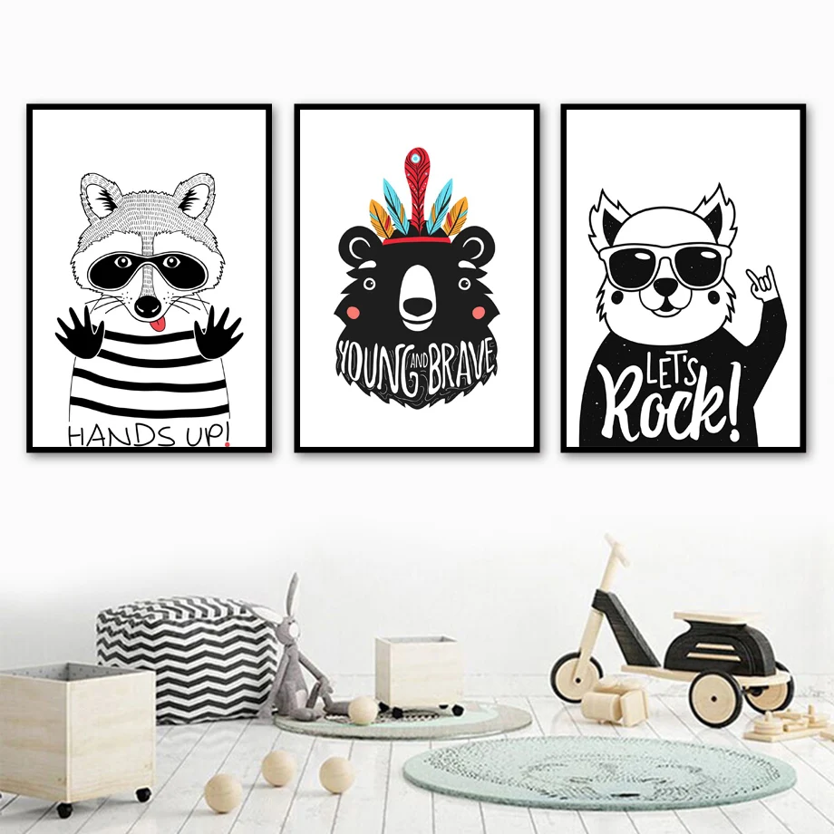 Cute Black White Cartoo Bear Lion Tiger Feather Wall Art Canvas Painting Nordic Posters And Prints Wall Pictures Kids Room Decor
Cute Black White Cartoo Bear Lion Tiger Feather Wall Art Canvas Painting Nordic Posters And Prints Wall Pictures Kids Room Decor