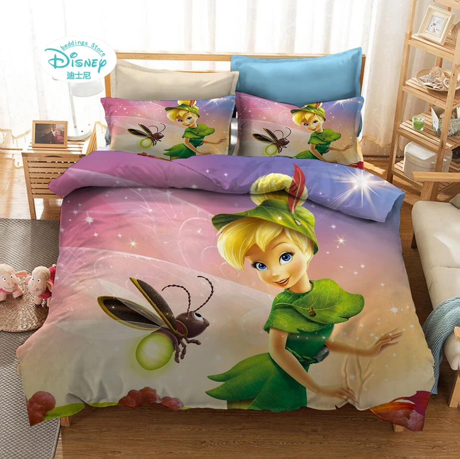 

Disney Tinker Bell Fairy of the Wings Bedding Sets Duvet Cover and Pillowcase Full Size Bed Set Comforter Set for Home Decor